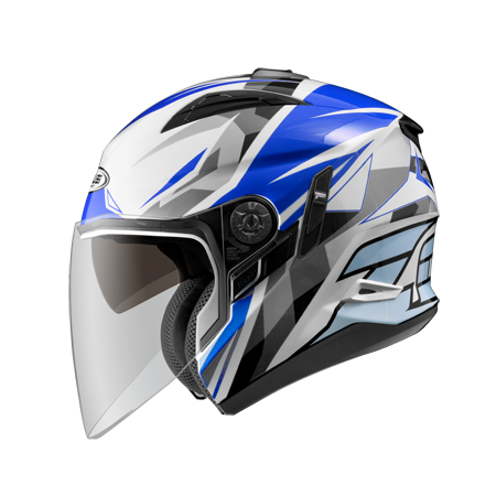 ZEUS ZS-613B AJ15 白/藍 彩繪 四分之三 半罩式  內墨片