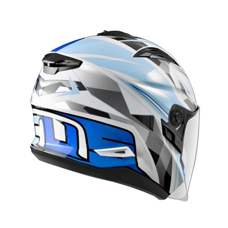 ZEUS ZS-613B AJ15 白/藍 彩繪 四分之三 半罩式  內墨片