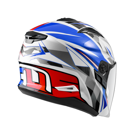 ZEUS ZS-613B AJ15 白/紅藍 彩繪 四分之三 半罩式  內墨片