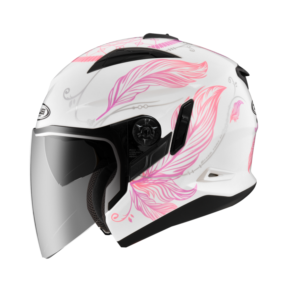 ZEUS ZS-613B AJ32 白/粉紅 彩繪 四分之三 半罩式  內墨片