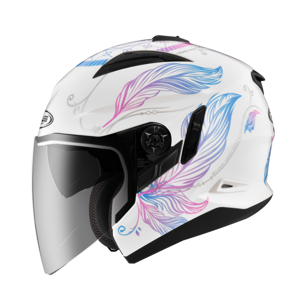 ZEUS ZS-613B AJ32 白/藍 彩繪 四分之三 半罩式  內墨片