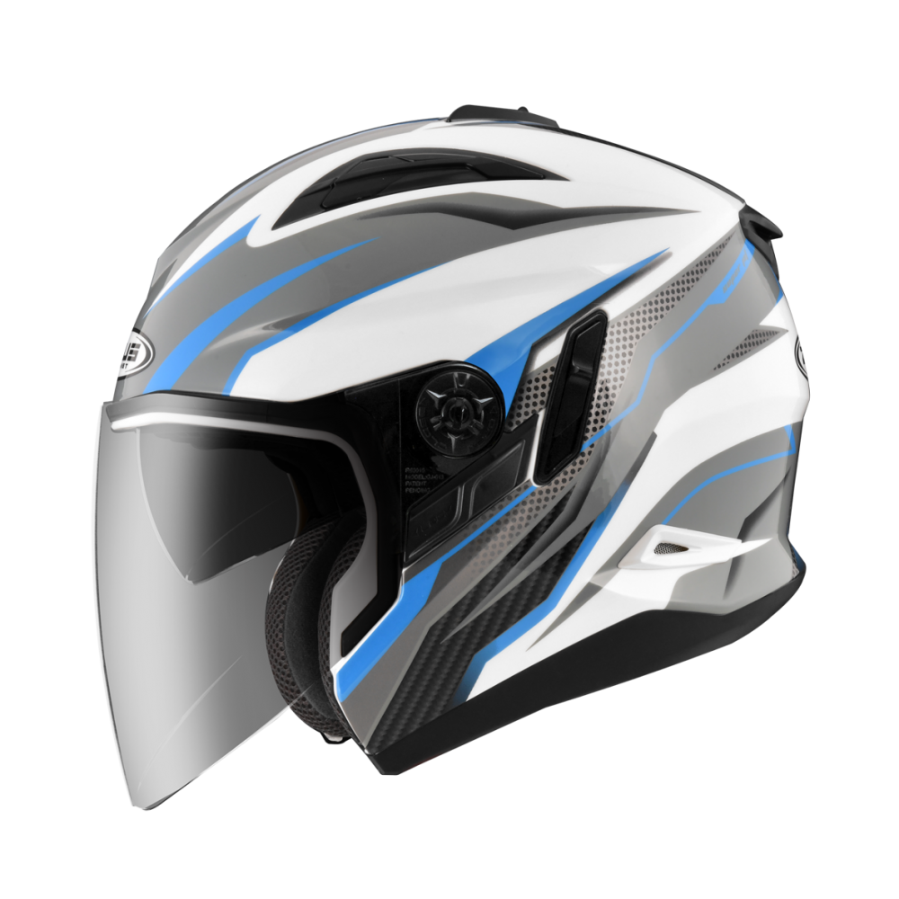 ZEUS ZS-613B AJ33 白/藍 彩繪 四分之三 半罩式  內墨片