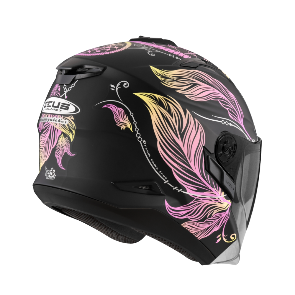 ZEUS ZS-613B AJ32 消光黑/黃紫 彩繪 四分之三 半罩式  內墨片