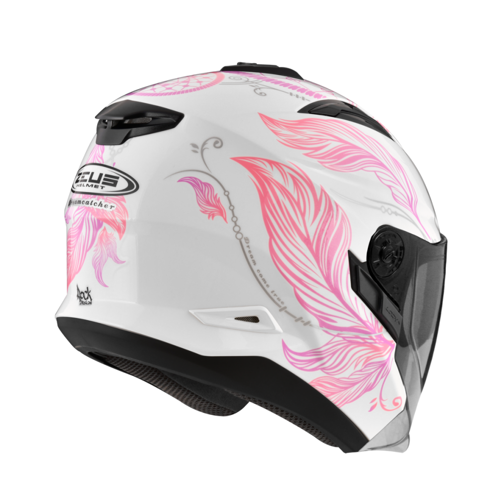 ZEUS ZS-613B AJ32 白/粉紅 彩繪 四分之三 半罩式  內墨片