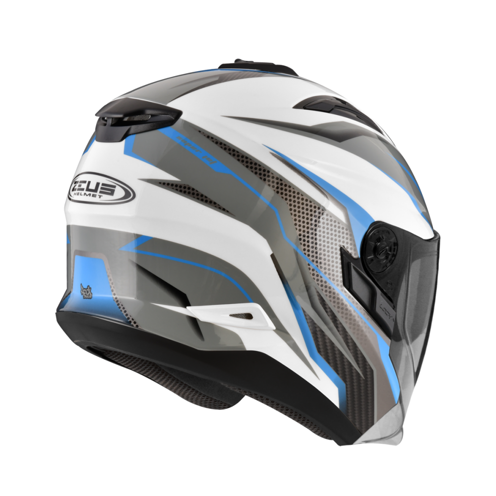 ZEUS ZS-613B AJ33 白/藍 彩繪 四分之三 半罩式  內墨片