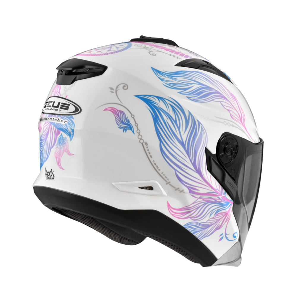 ZEUS ZS-613B AJ32 白/藍 彩繪 四分之三 半罩式  內墨片