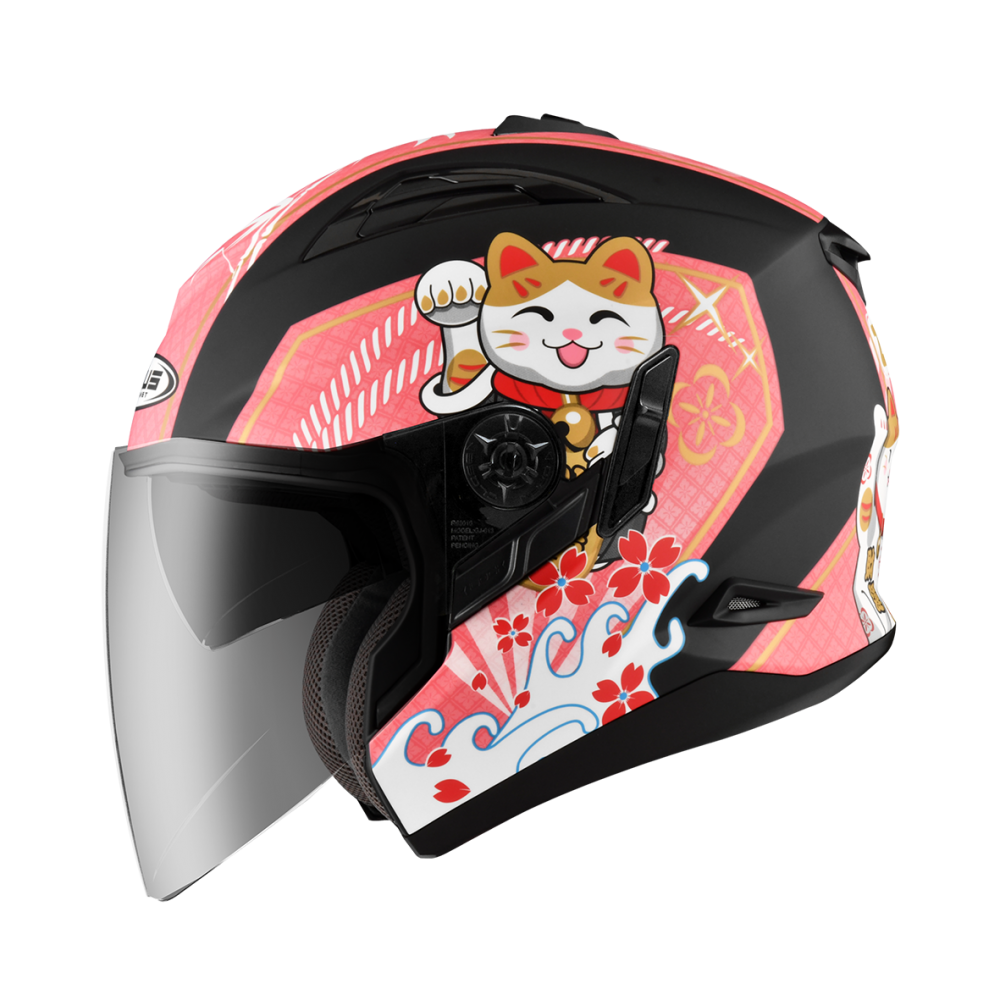 ZEUS ZS-613B AJ42 消光黑/桃紅 彩繪 四分之三 半罩式  內墨片