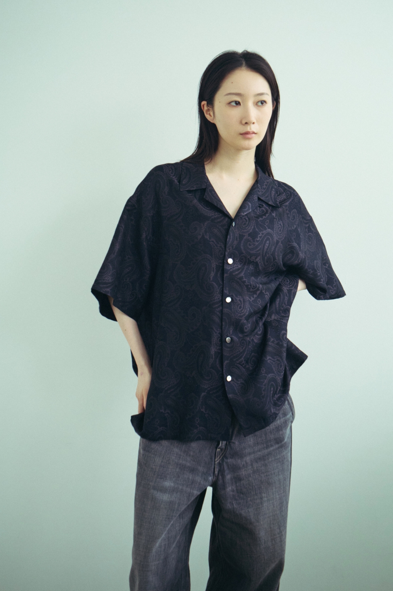 superNova. - Split yoke big shirt - Paisley jacquard /
