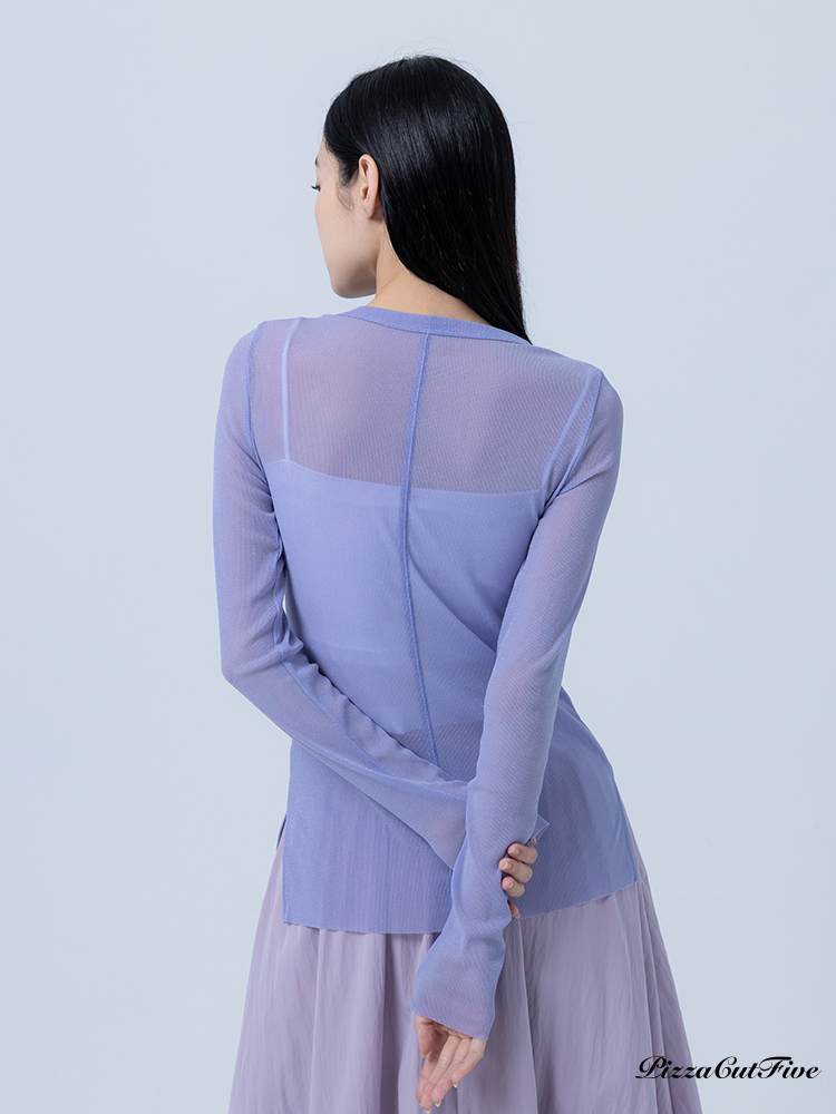 [SALE]圓領低調微閃透膚長袖上衣 PizzaCutFive PCF251403009