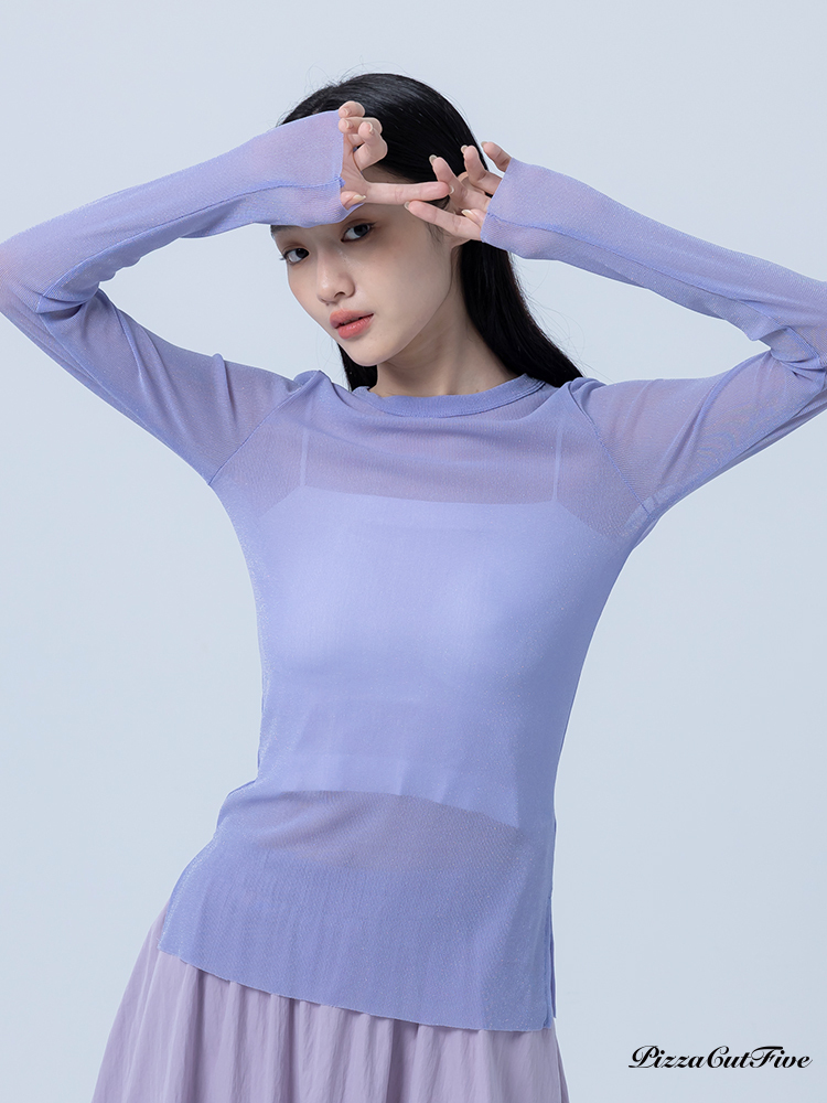 [SALE]圓領低調微閃透膚長袖上衣 PizzaCutFive PCF251403009