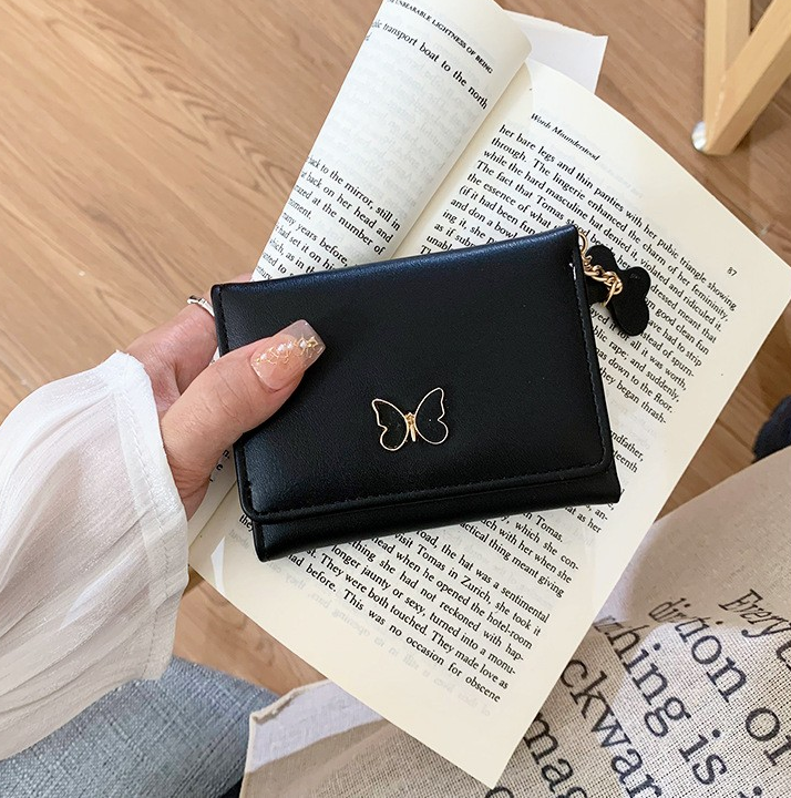 Korean Style INS Short Wallet with Butterfly Pendant