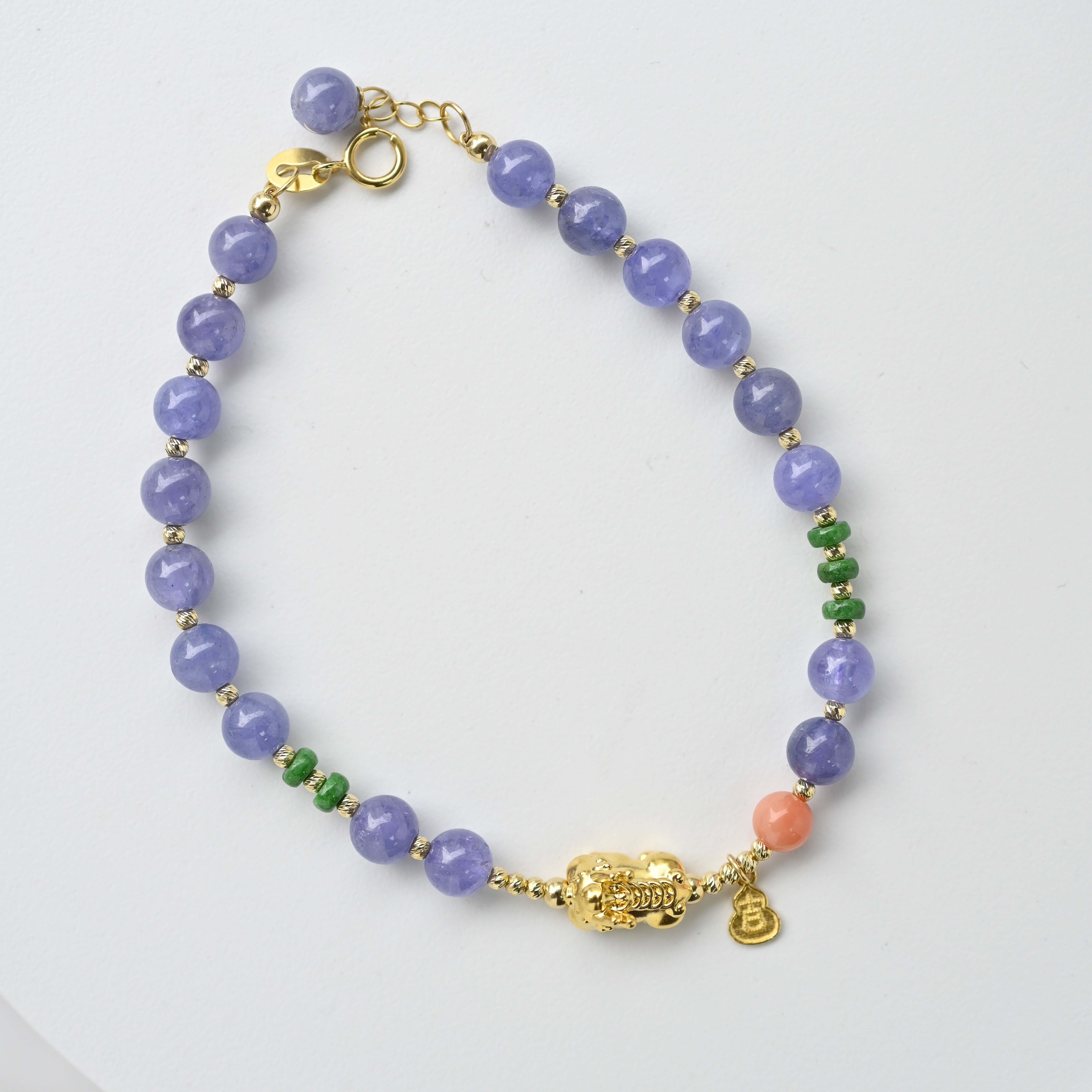18K Tanzanite & Green Jade Bracelet