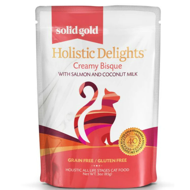 Solid Gold Holistic Delights Creamy Bisque with Coconut Milk Grain-Free Cat Food Pouches 3-oz