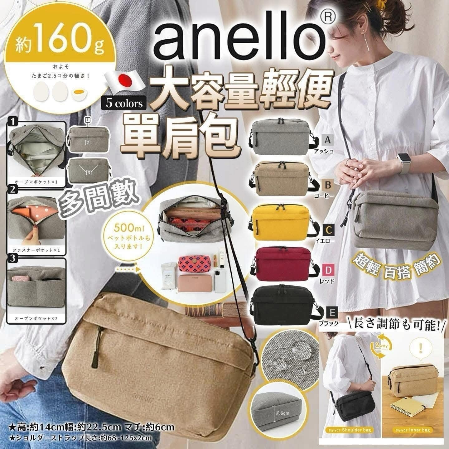 日本ANELLO防水旅行單肩包