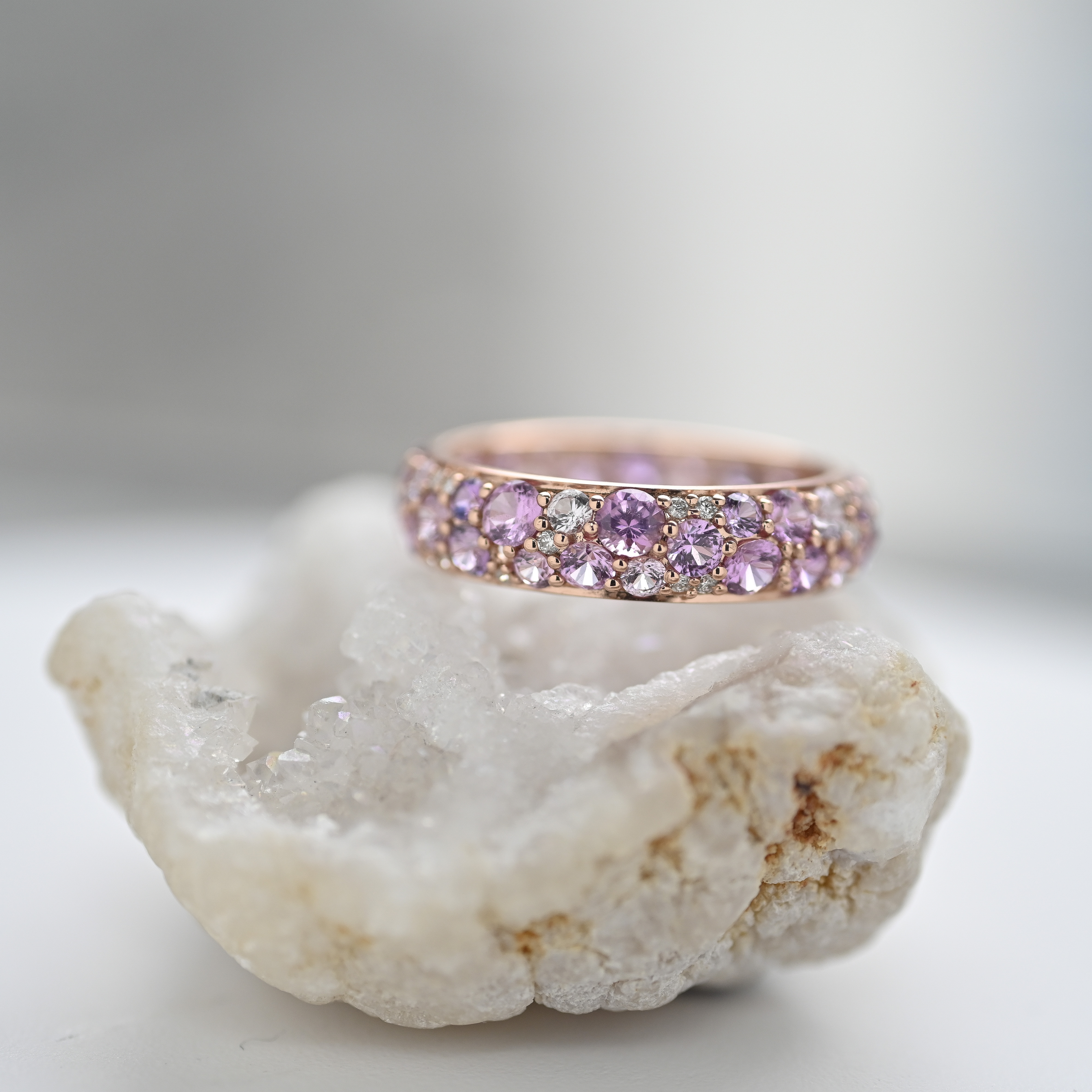 18K Pink Sapphire & Diamond Full Eternity Ring