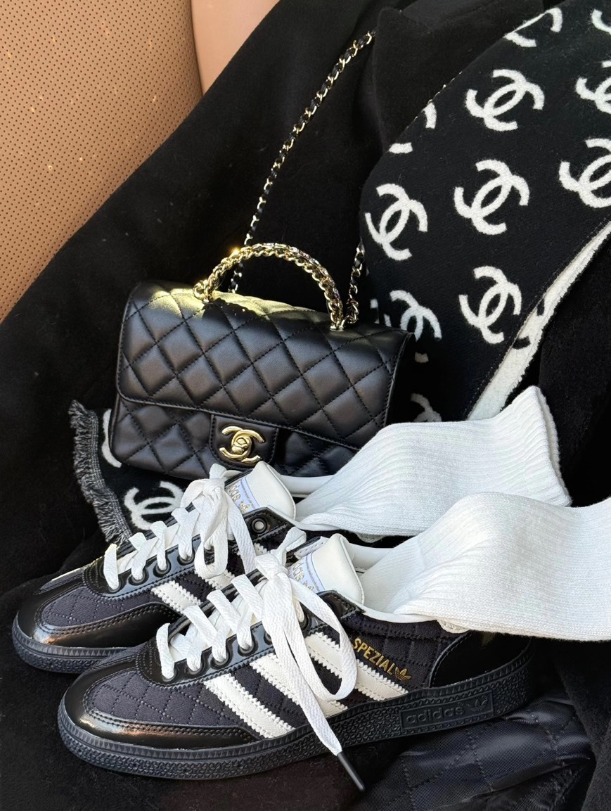 Adidas Originals Handball Spezial 黑白 菱格紋 金標 小香風 2.0 復古 德訓鞋 JP5669