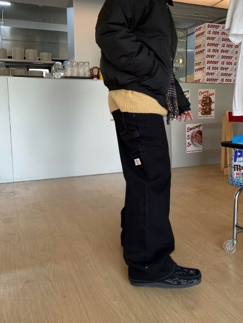 後標反車線牛仔長褲