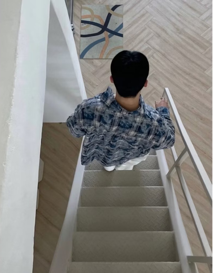 渲染格紋長袖襯衫