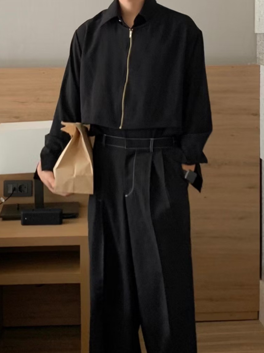 兩件式設計拉鍊襯衫