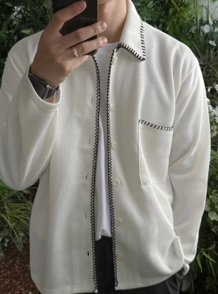 反車線滾邊針織襯衫