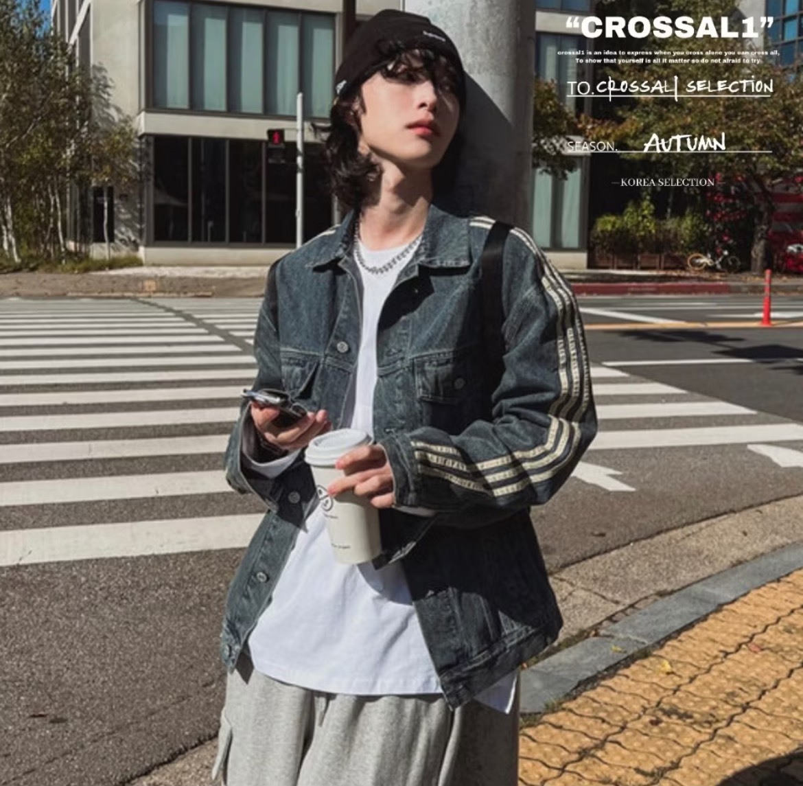 丹寧水洗雙線牛仔外套