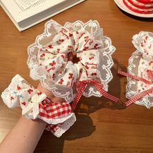 [3 FOR RM10] Korean Style Red Plaid Lace Bow Scrunchies