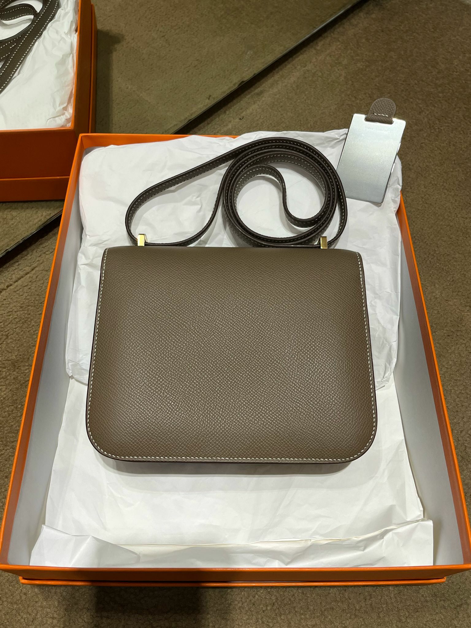 Constance mini mirror 18 etoupe cc epsom B （二手 98%new）