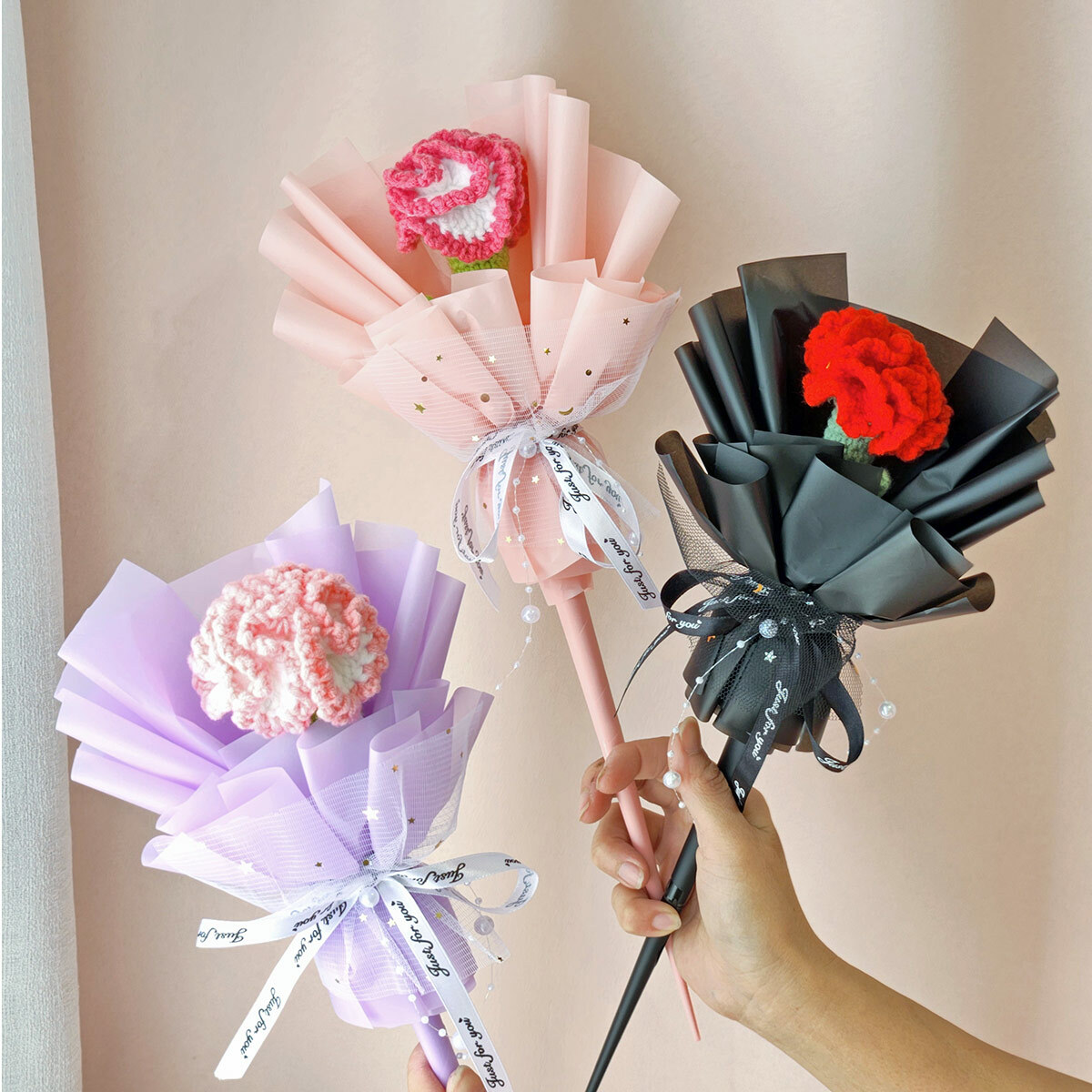 F28｜針織康乃馨花束