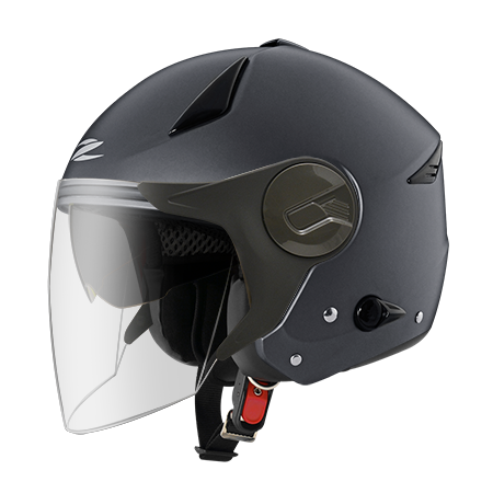 ZEUS ZS-612A 消光珍珠黑銀 素色 四分之三 半罩式  內墨片