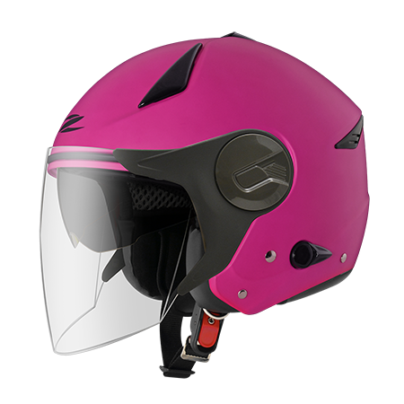 ZEUS ZS-612A 消光桃紅 素色 四分之三 半罩式  內墨片