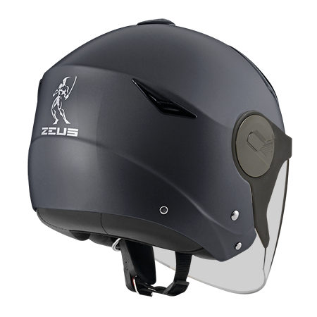 ZEUS ZS-612A 消光珍珠黑銀 素色 四分之三 半罩式  內墨片