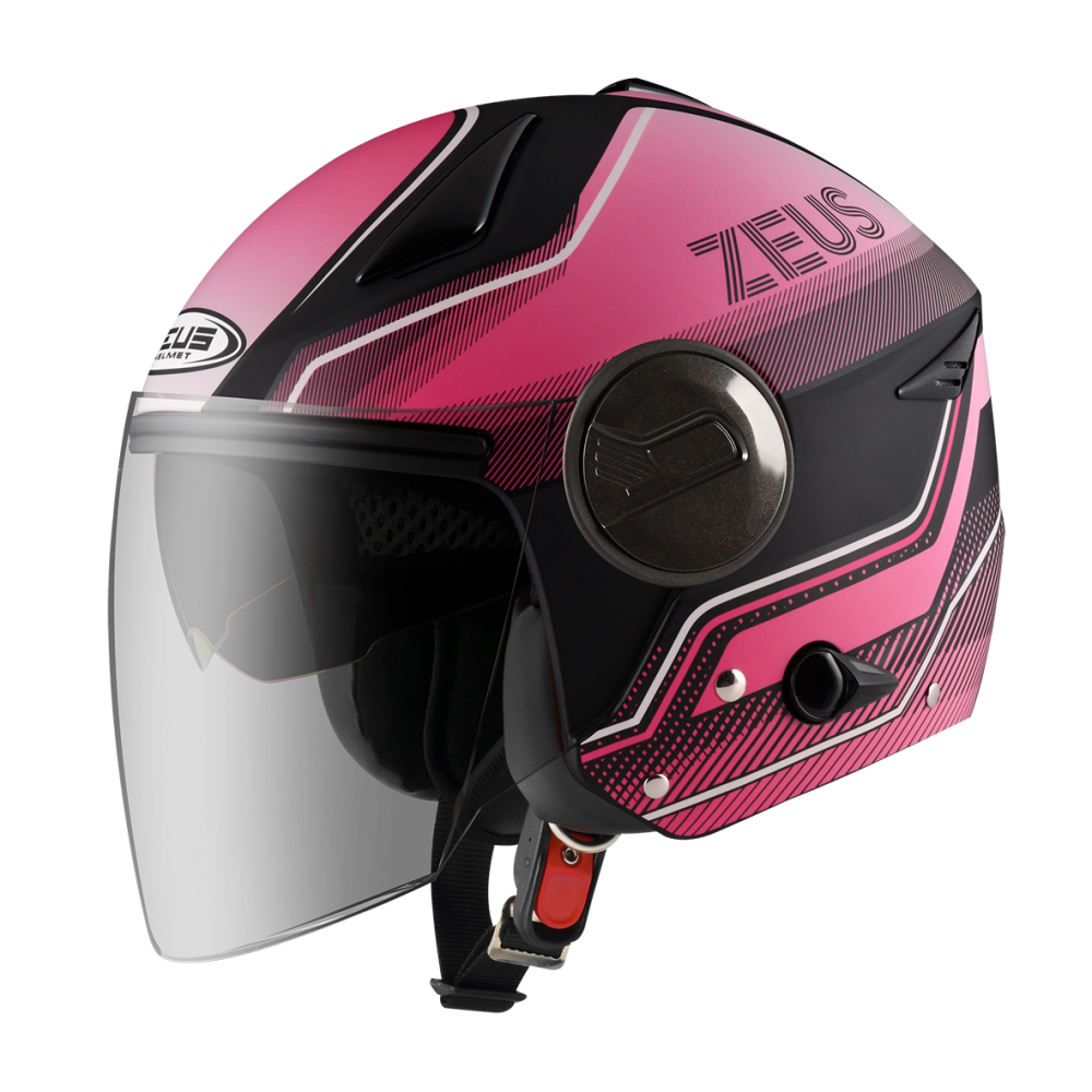 ZEUS ZS-612A AD17 消光黑/粉紅 彩繪 四分之三 半罩式  內墨片