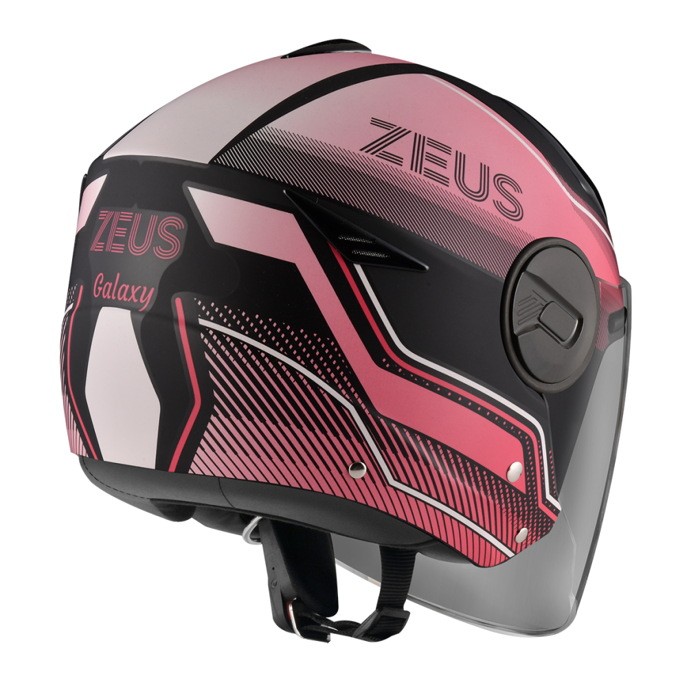 ZEUS ZS-612A AD17 消光黑/粉紅 彩繪 四分之三 半罩式  內墨片