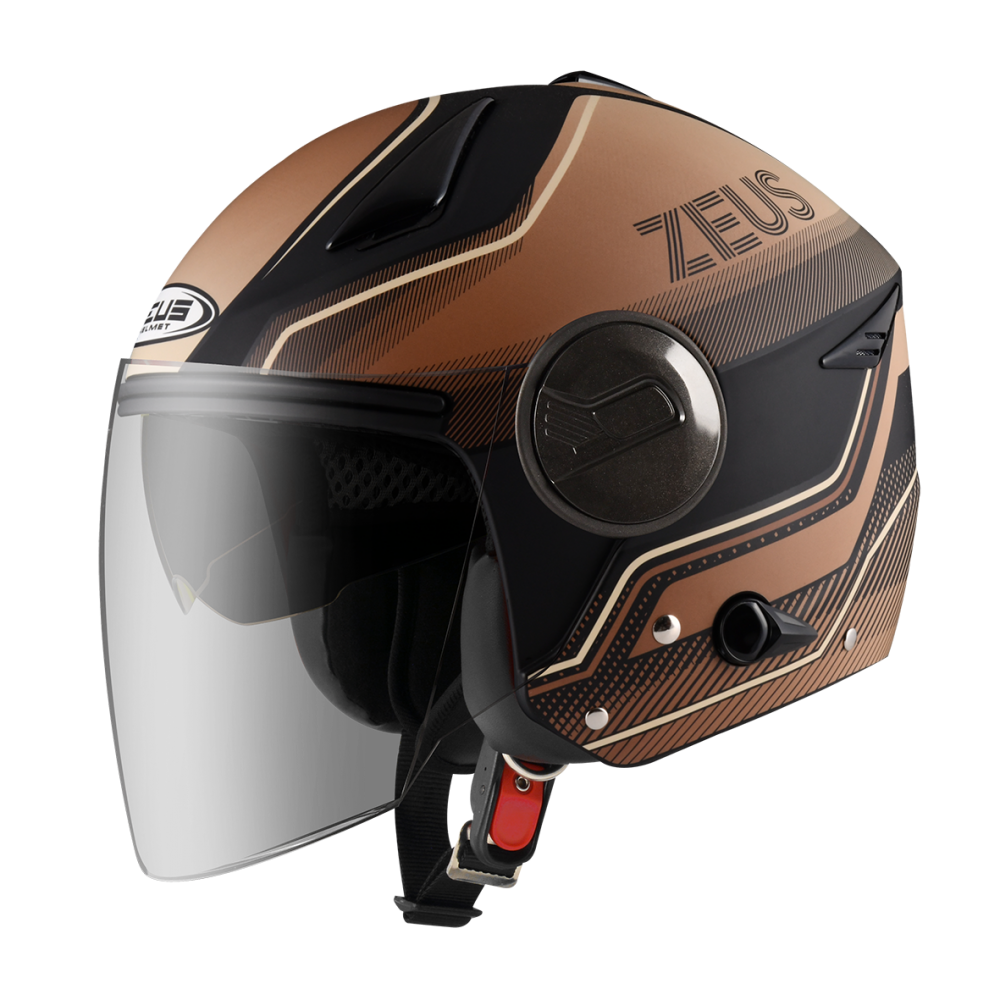 ZEUS ZS-612A AD17 消光黑/咖啡 彩繪 四分之三 半罩式  內墨片