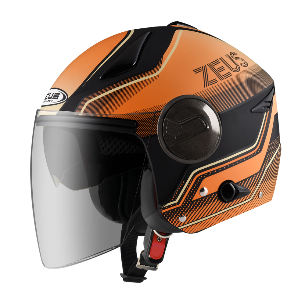 ZEUS ZS-612A AD17 消光黑/橘 彩繪 四分之三 半罩式  內墨片