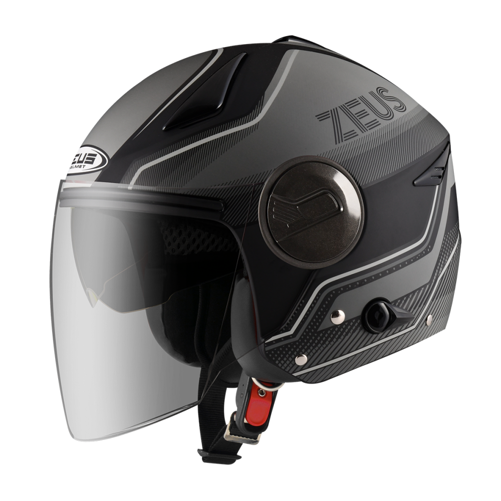 ZEUS ZS-612A AD17 消光黑/灰 彩繪 四分之三 半罩式  內墨片