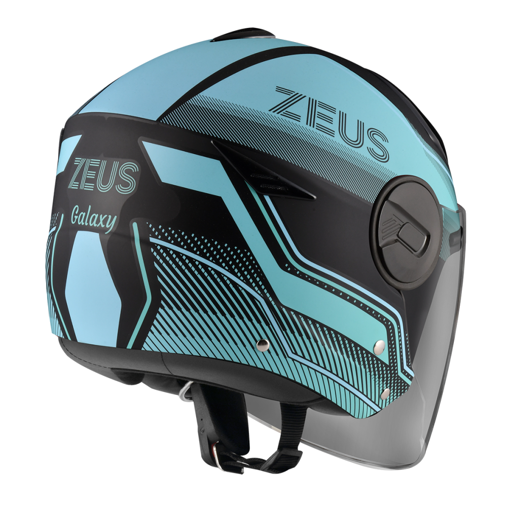 ZEUS ZS-612A AD17 消光黑/藍 彩繪 四分之三 半罩式  內墨片