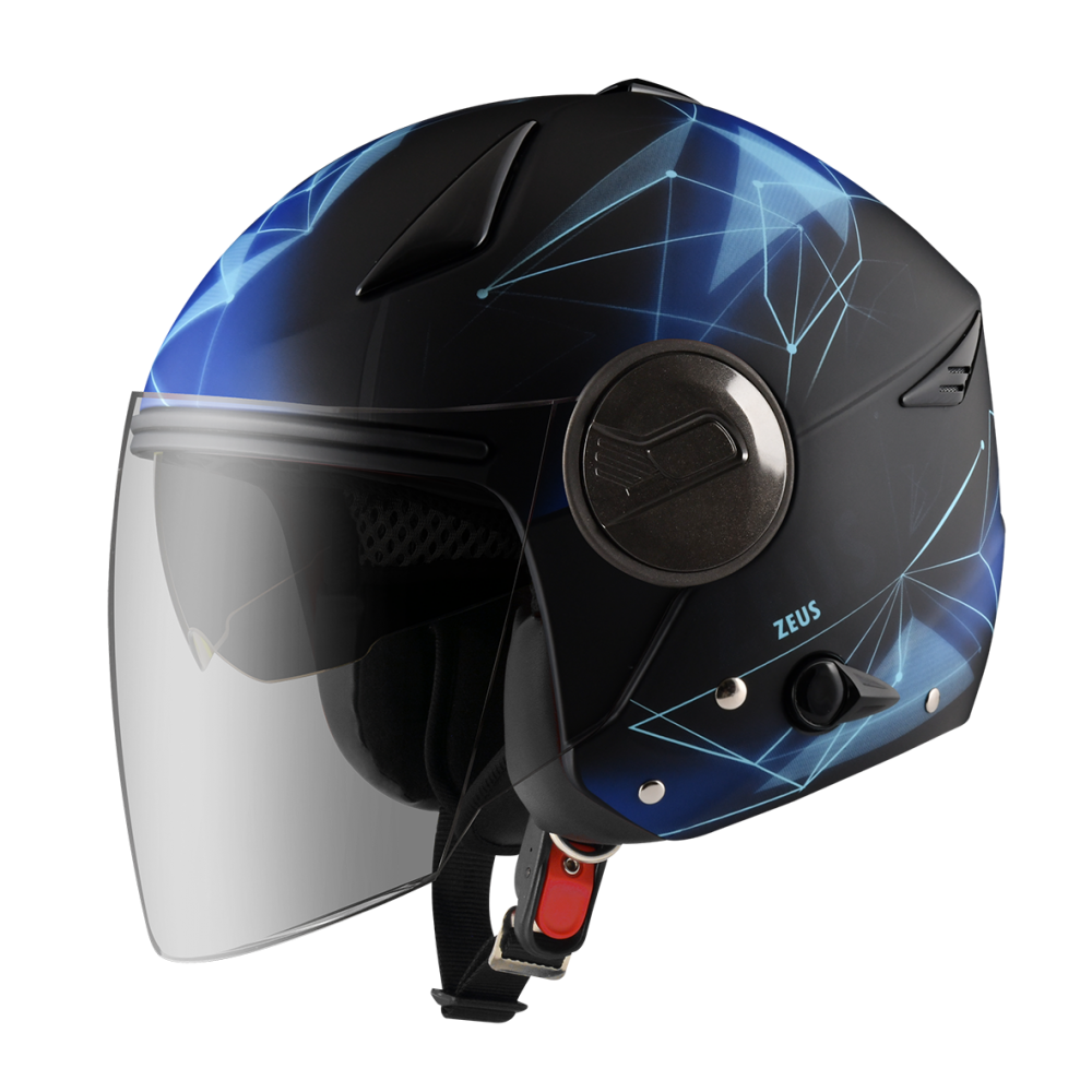ZEUS ZS-612A AD18 消光黑/藍 彩繪 四分之三 半罩式  內墨片