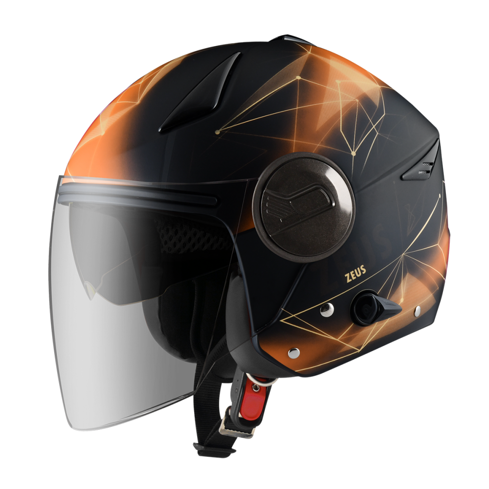ZEUS ZS-612A AD18 消光黑/橘 彩繪 四分之三 半罩式  內墨片