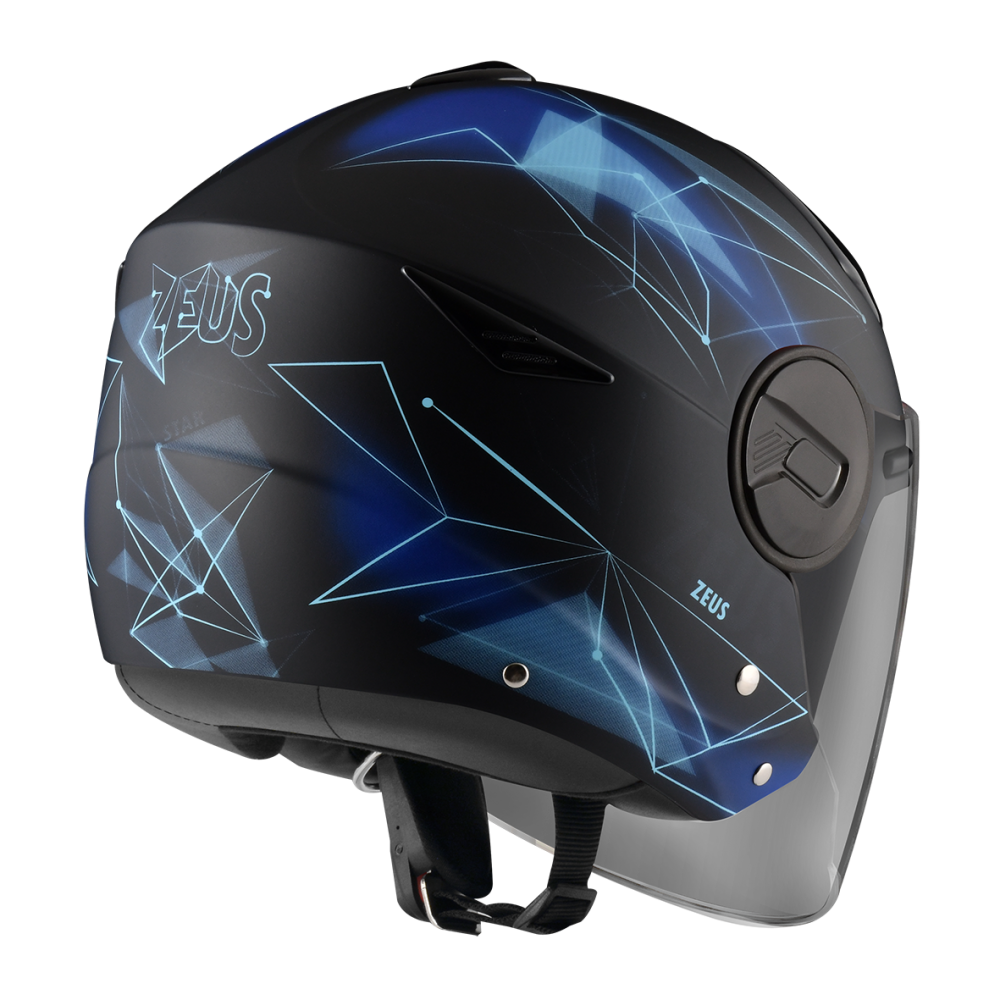 ZEUS ZS-612A AD18 消光黑/藍 彩繪 四分之三 半罩式  內墨片