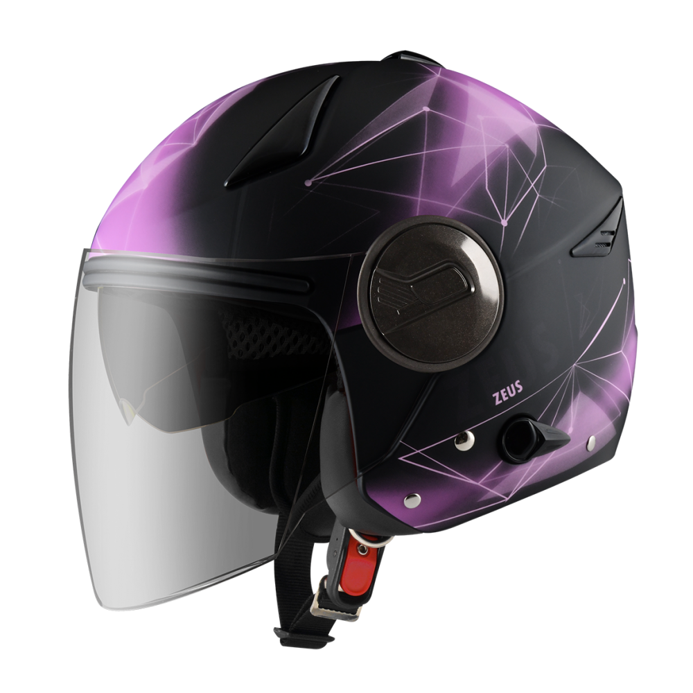 ZEUS ZS-612A AD18 消光黑/紫 彩繪 四分之三 半罩式  內墨片