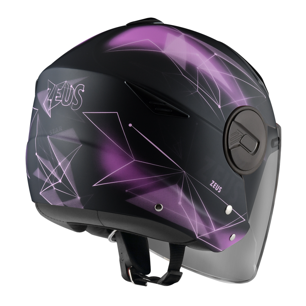 ZEUS ZS-612A AD18 消光黑/紫 彩繪 四分之三 半罩式  內墨片