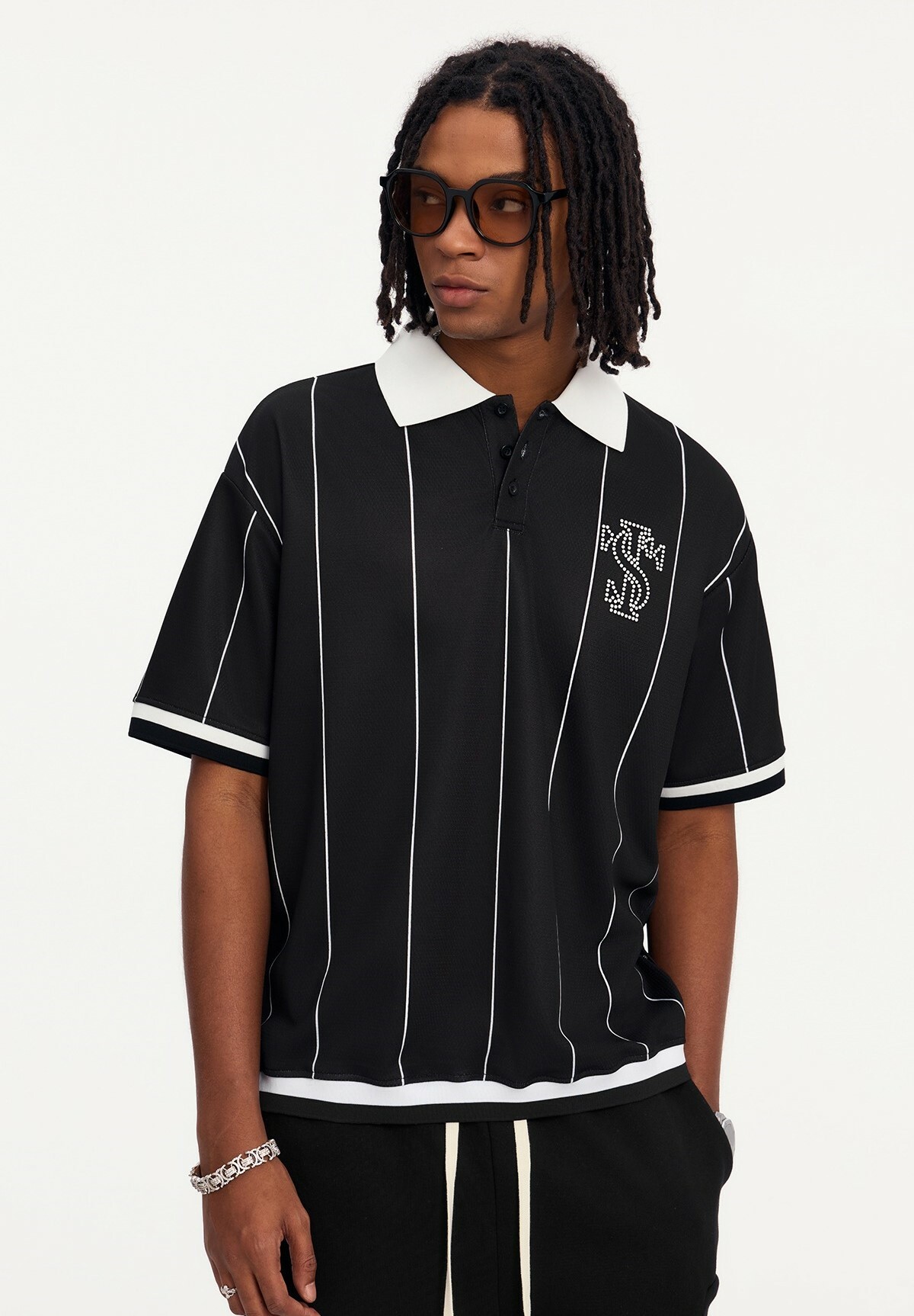 STK SmallTownKid 珍珠LOGO 條紋短袖 POLO衫