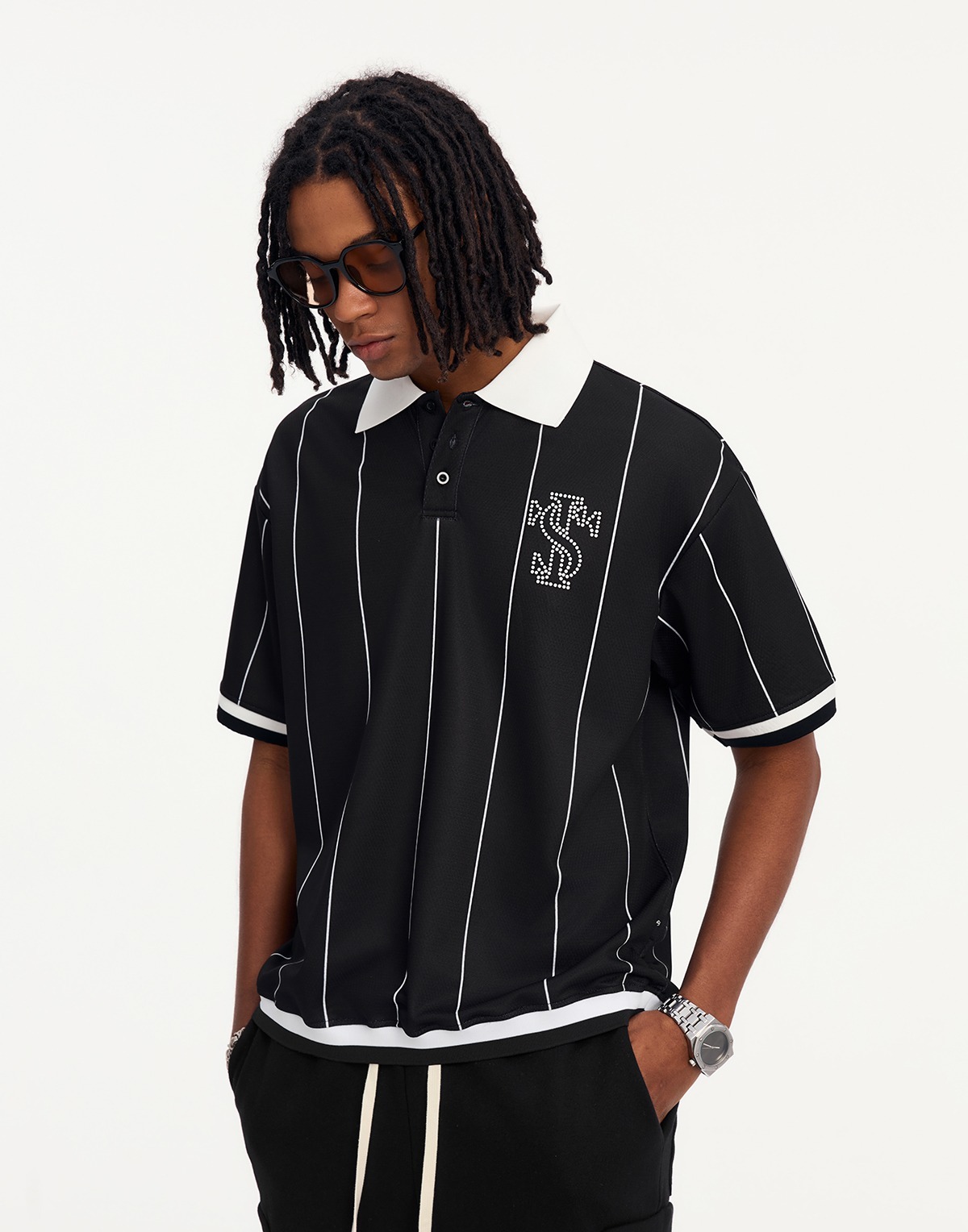 STK SmallTownKid 珍珠LOGO 條紋短袖 POLO衫