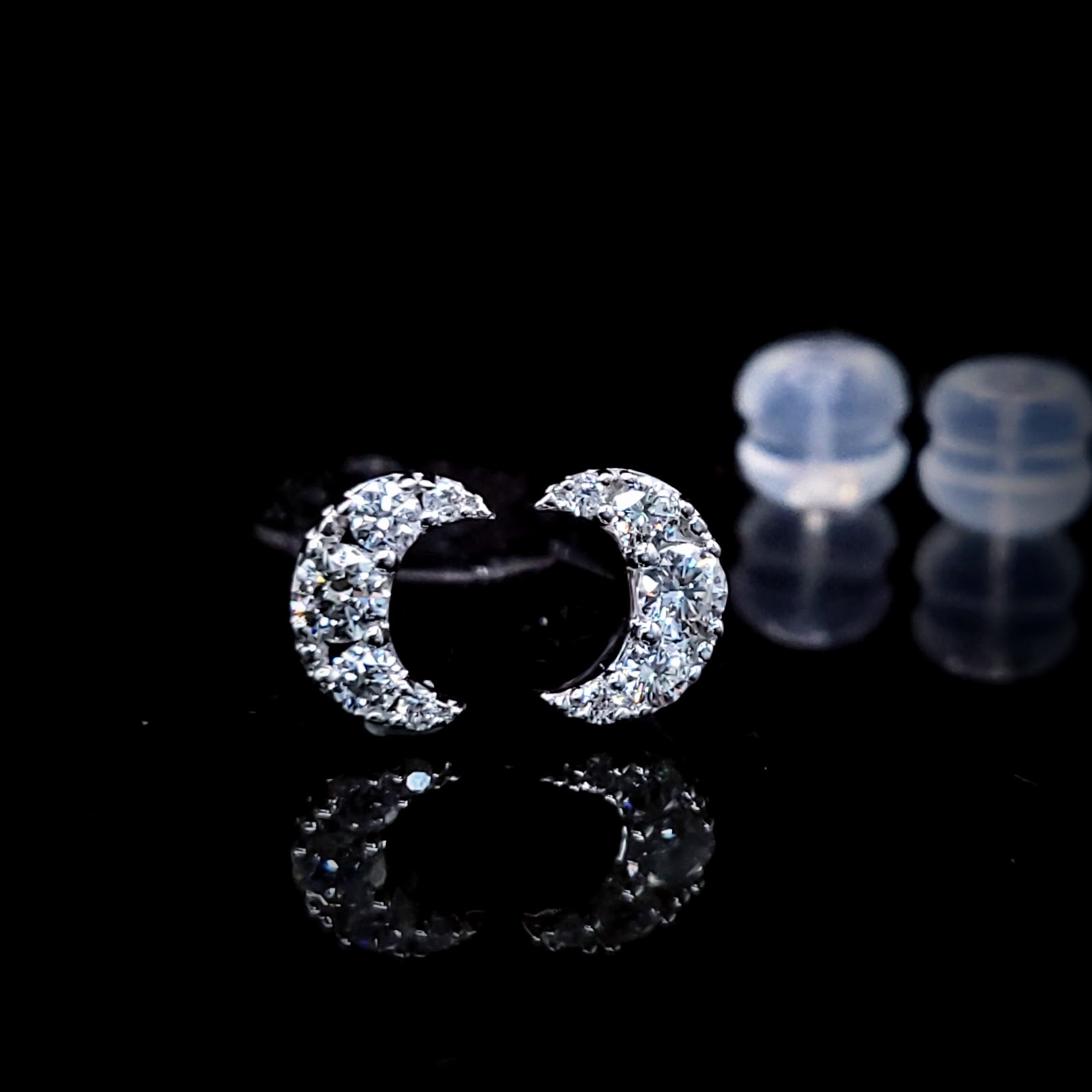 全新18K白金25份鑽石耳環