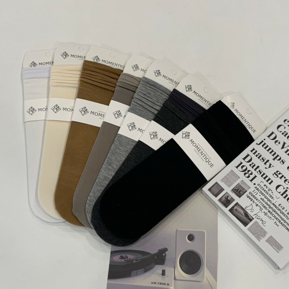 Korea Q彈捲邊細針織長襪