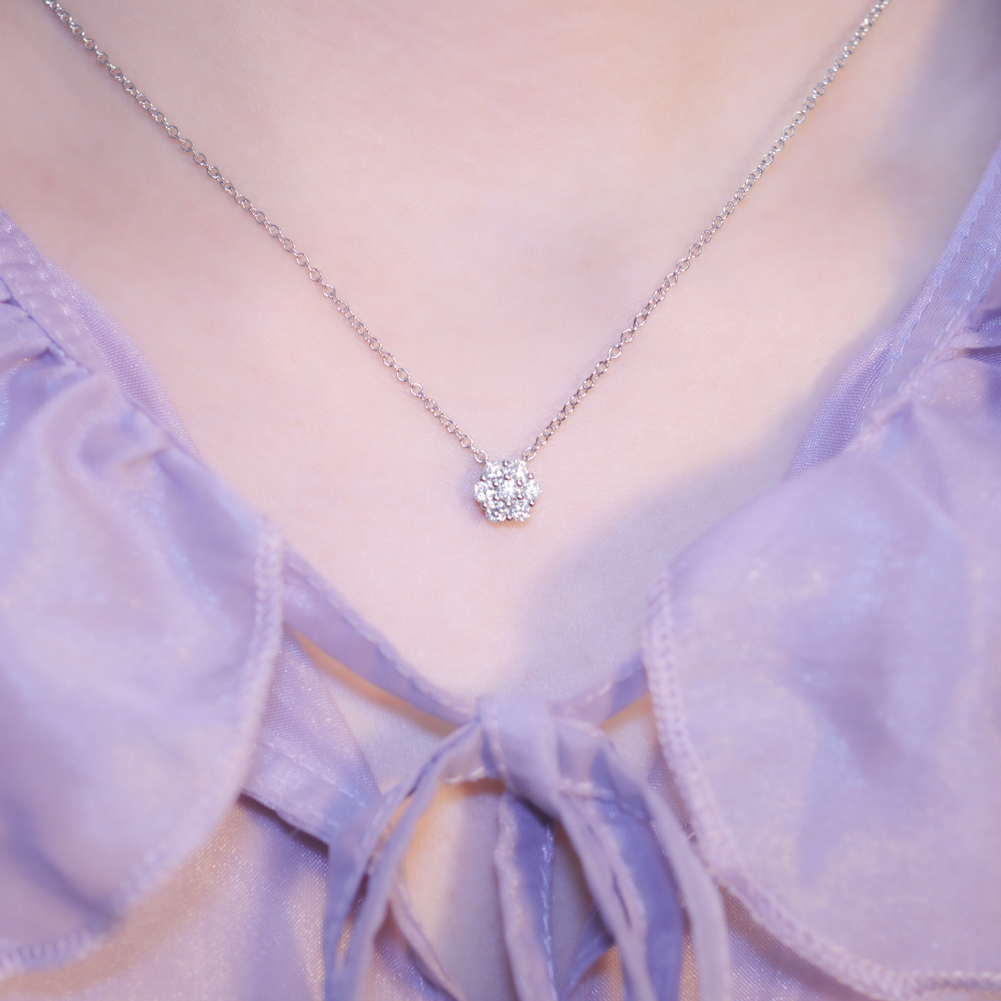 | 925純銀・ 莫桑石 |小櫻花項鍊 | NE1342 |