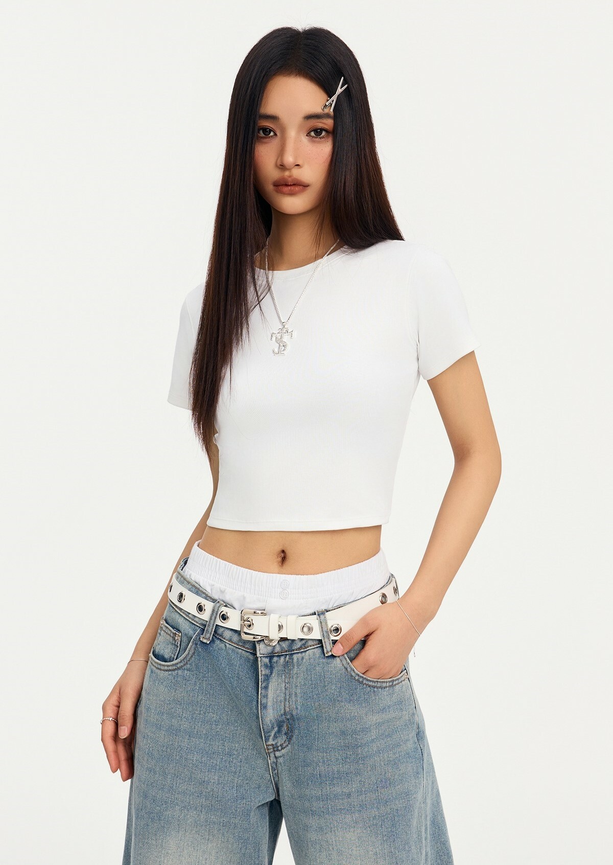 STK SmallTownKid 短版彈性 辣妹修身 短袖 T恤