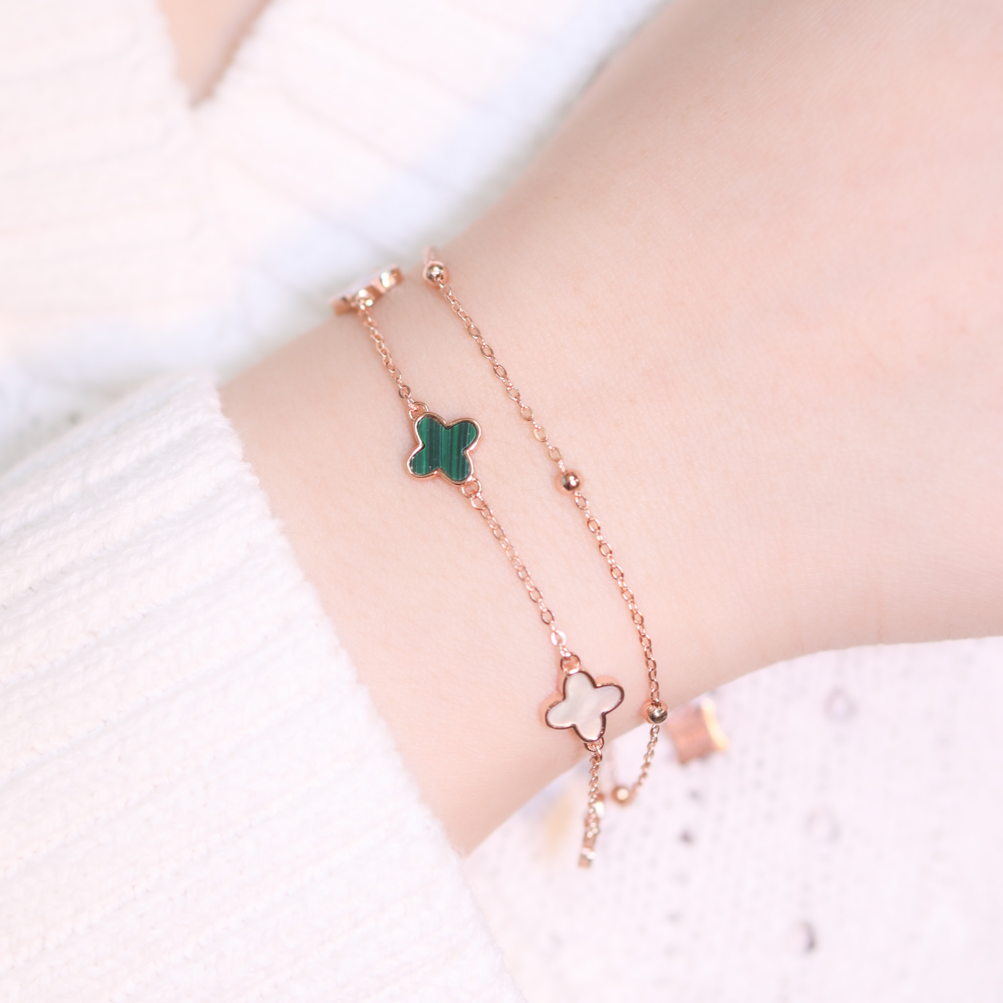 | 925純銀・白金・ 玫瑰金 | 幸福昇華雙層手鏈 (銀 / 玫瑰金) | BR1296 |