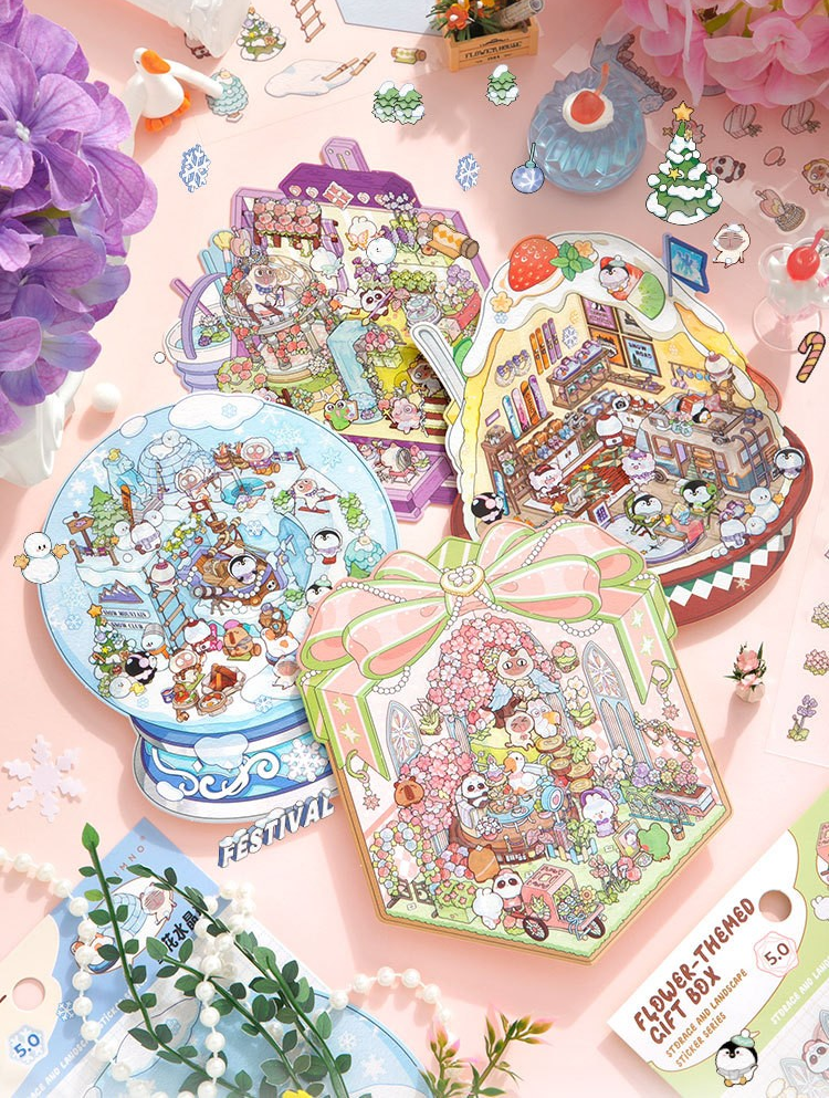 Winter 3D Miniature Diorama Scene Stickers